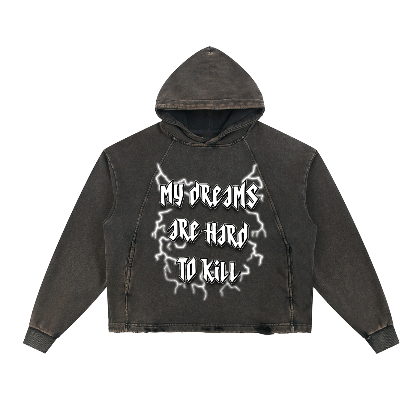 My Dreams Are Hard to Kill Vintage Washed Frayed-Hem Hoodie - Grunge Motivational Streetwear